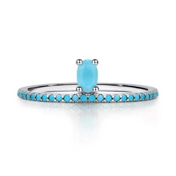 925 Sterling silver Stackable Turquoise Ring Sterling Silver Ring - Picture 1 of 3
